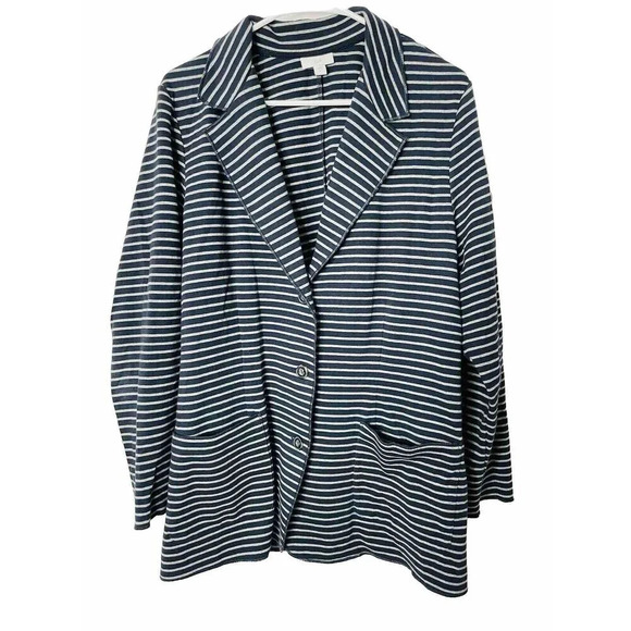 J Jill Button Cardigan XL Striped Knit Stretch Breathable Capsule Basics Classic - Picture 1 of 9